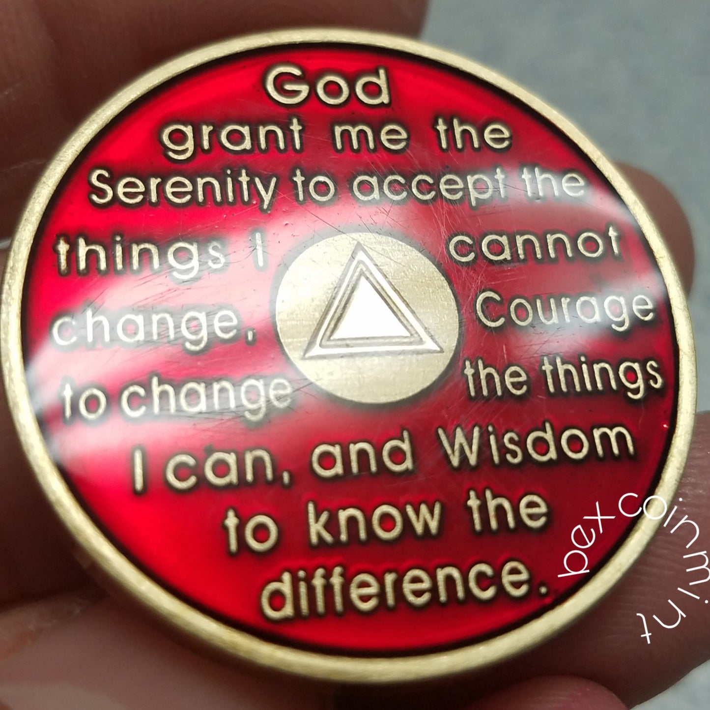 AA Coins for Sobriety, Ruby Red Jewel Color - B E X Coin Mint & SOBRIETY INSPIRED by BEX