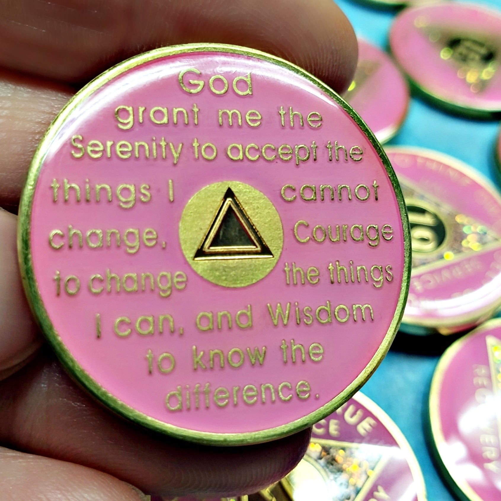 AA Coins for Sobriety, Pink Rose - B E X Coin Mint & SOBRIETY INSPIRED by BEX