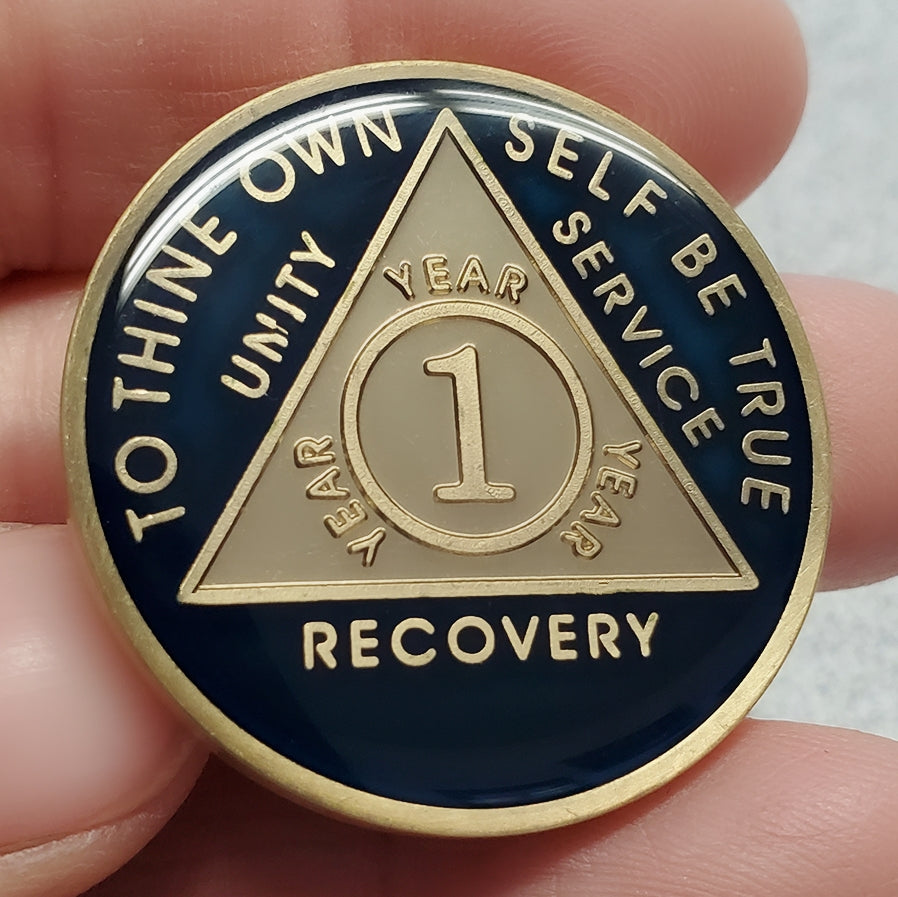 AA Coins for Sobriety Limited Edition Dark Midnight Blue