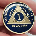 AA Coins for Sobriety, Limited Edition Dark Midnight Blue - B E X Coin Mint & SOBRIETY INSPIRED by BEX