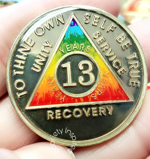 Coin for Sobriety Birthdays, Rainbow Tie Dye – SOBRIETY INSPIRED by BEX