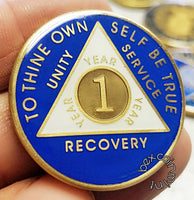 AA Coins for Sobriety, Royal Blue - B E X Coin Mint & SOBRIETY INSPIRED by BEX