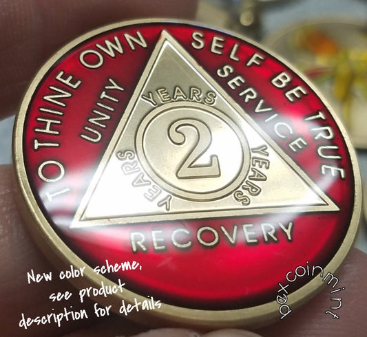 AA Coins for Sobriety, Ruby Red Jewel Color - B E X Coin Mint & SOBRIETY INSPIRED by BEX